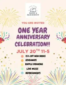 Pages and Parchment One Year Anniversary