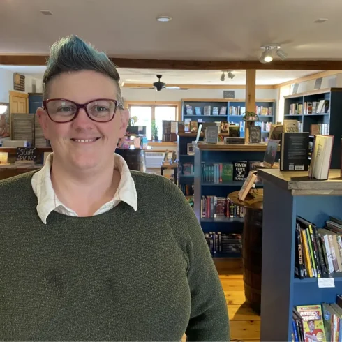 Mallery Koons inside Pages & Parchment bookstore in Skippack Village